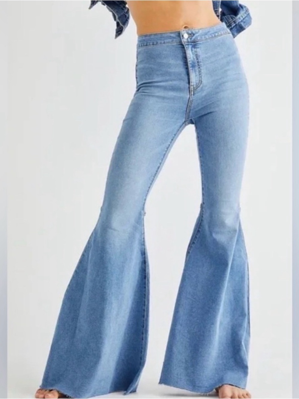 Free People Light Blue High-Rise Flare Jeans